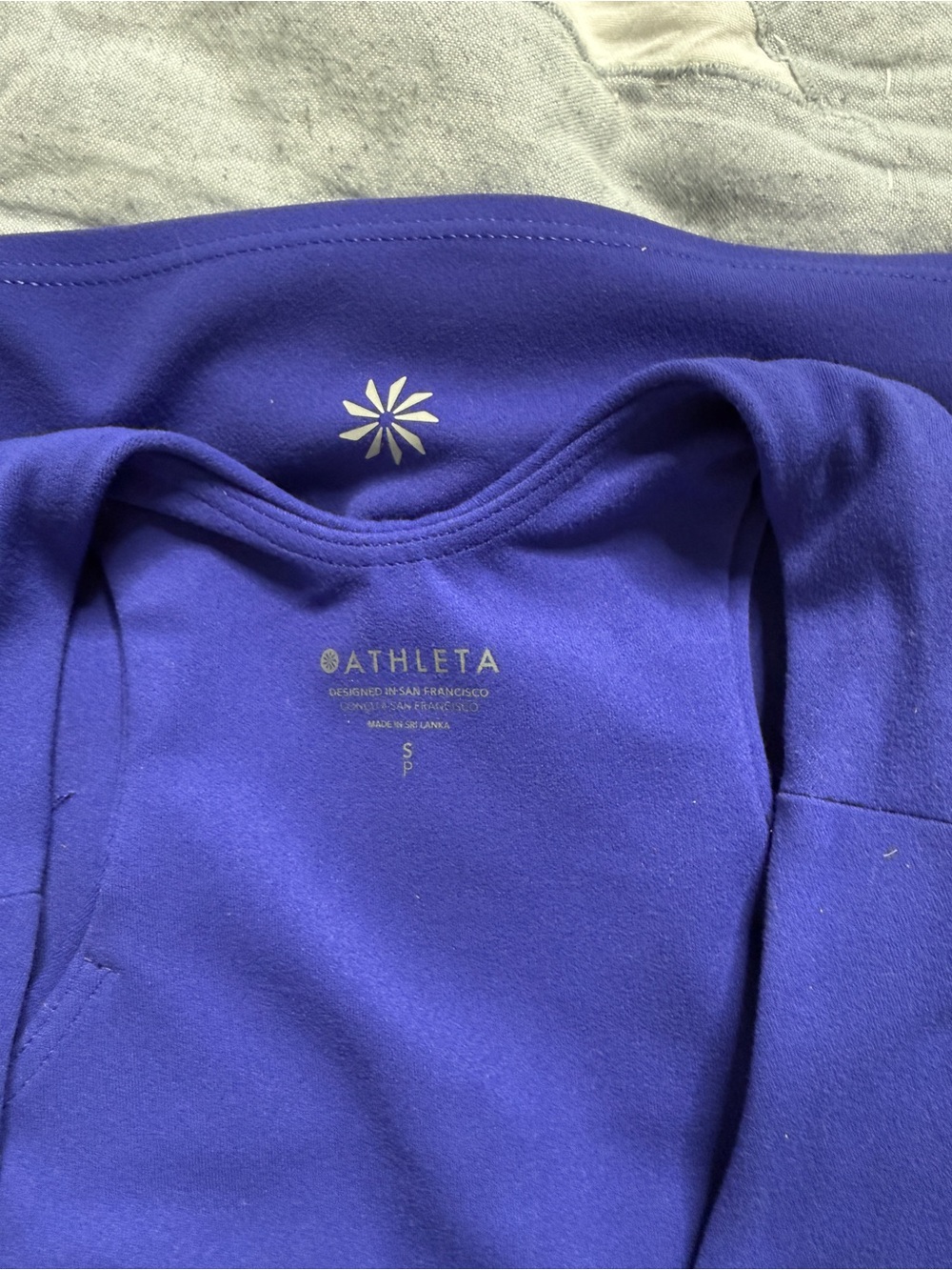 Athleta High Neck Crop Top with Built-in Sports Bra in Noble Blue | Size S - Picture 4 of 4
